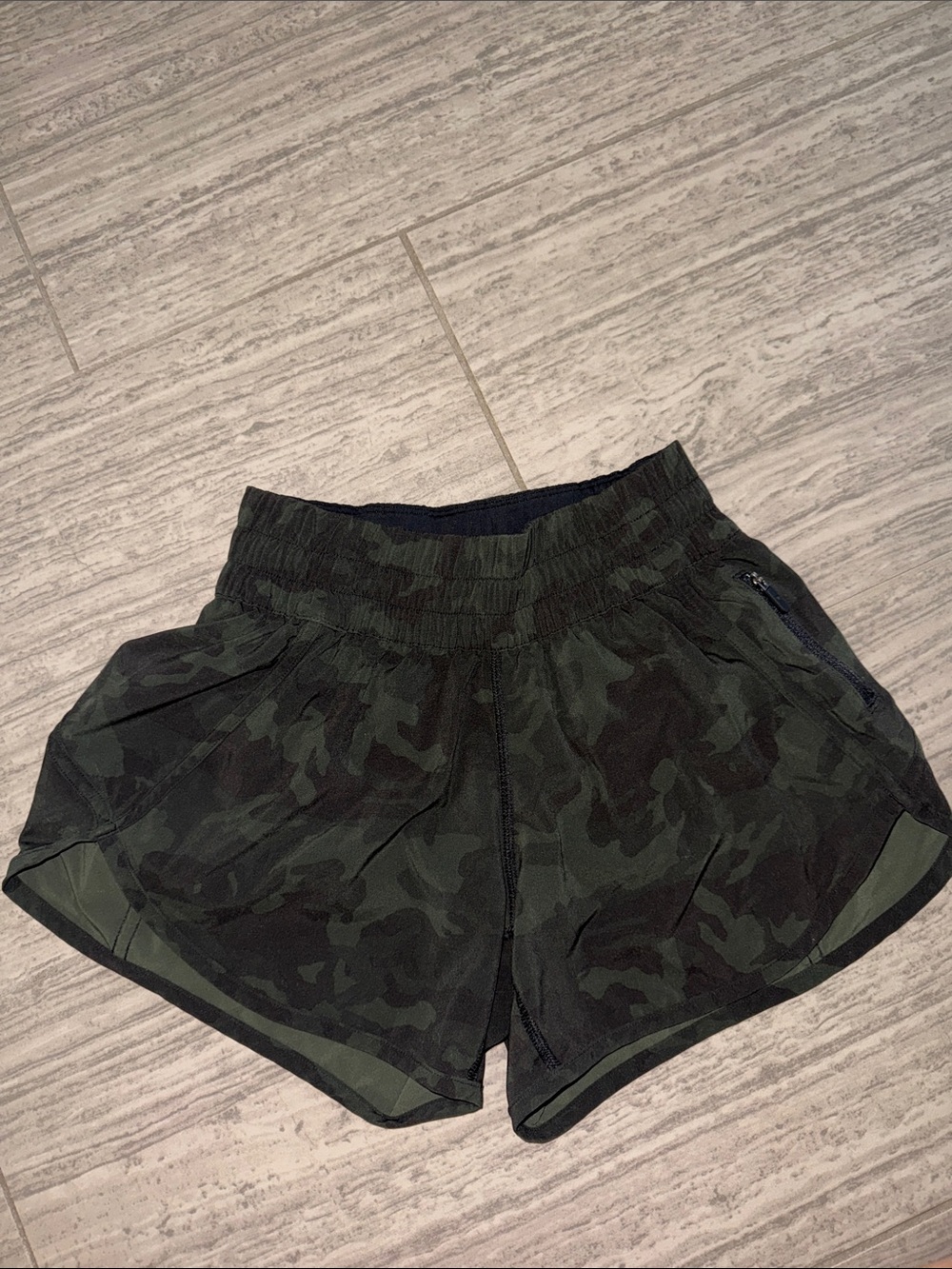 lululemon athletica Women's Dark Green Camo Running Shorts